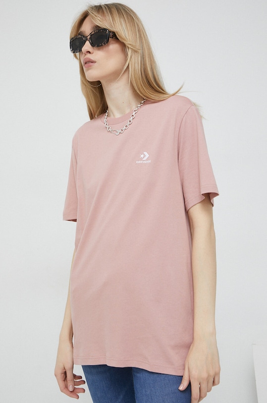Oblečenie Bavlnené tričko Converse 10023876.A13 ružová