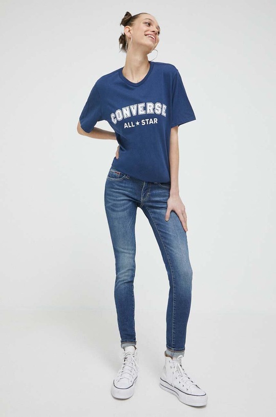 Odzież Converse t-shirt bawełniany 10024566.A14 granatowy