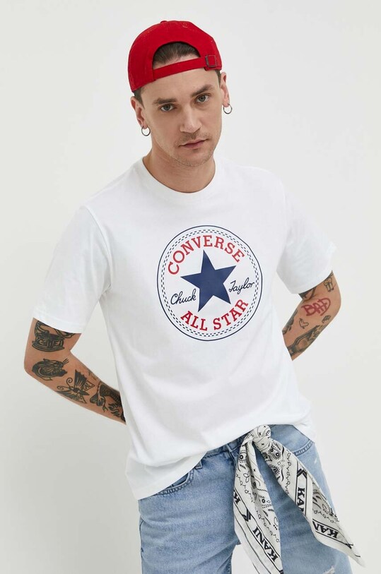 Converse tricou din bumbac 10025459.A03 alb SS25