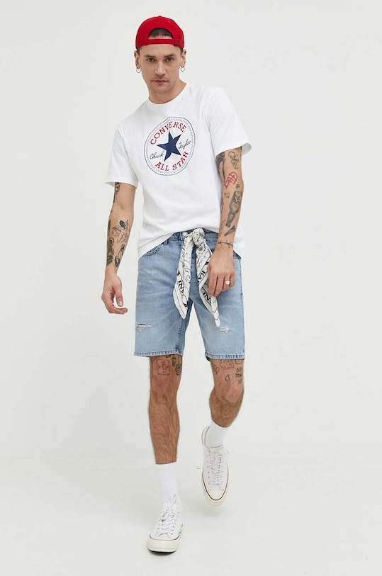 Bavlnené tričko Converse biela 10025459.A03