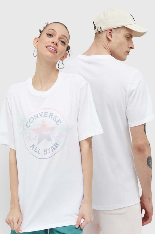 Bavlněné tričko Converse potisk bílá 10024575.A01