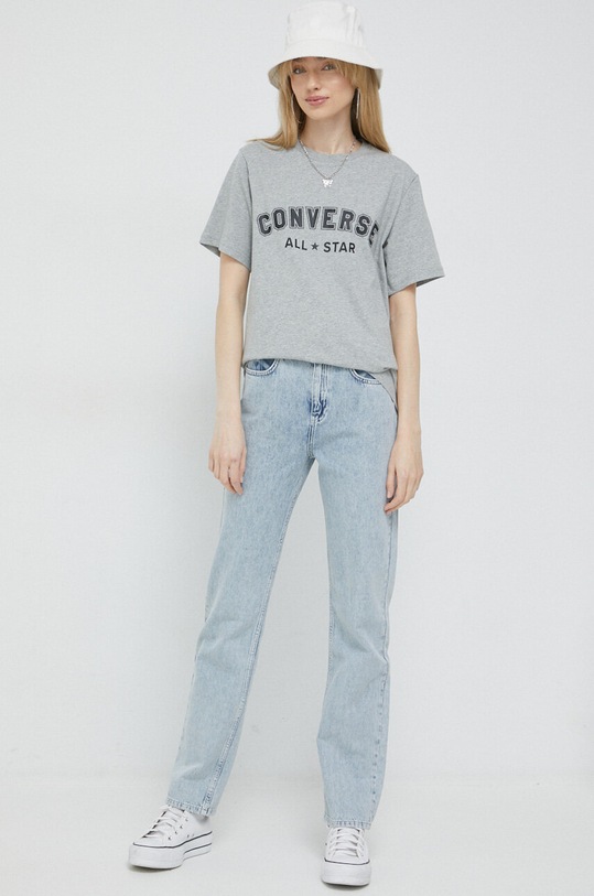 Bavlněné tričko Converse 10024566.A03 šedá SS23
