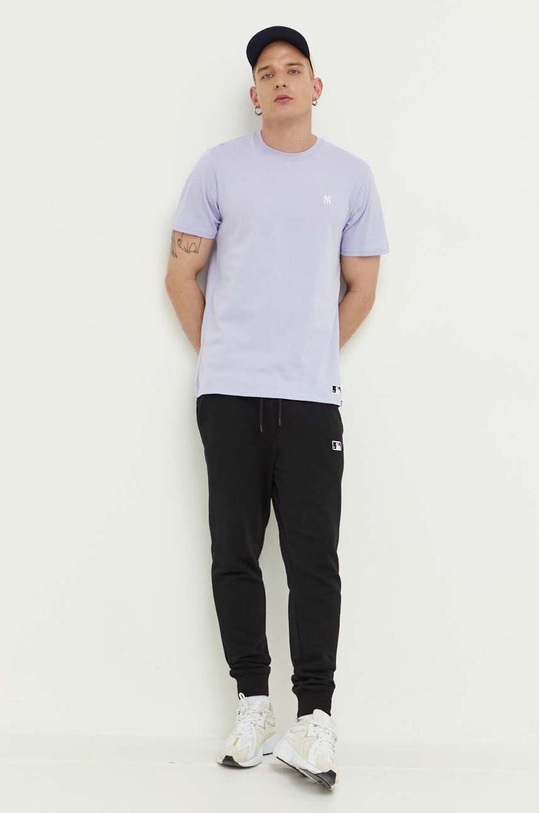 47 brand t-shirt bawełniany MLB New York Yankees fioletowy BB017TEMBRT580365XQ