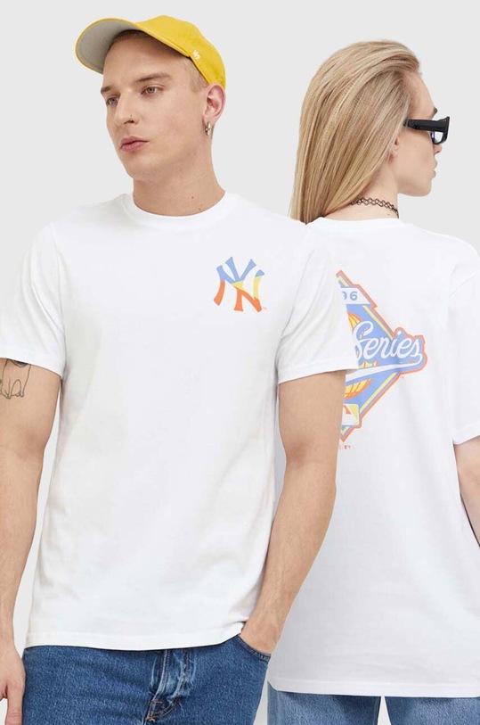 47 brand t-shirt bawełniany MLB New York Yankees nadruk biały BU017TMBECT581663WW