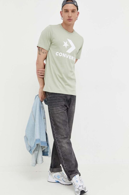 Converse t-shirt bawełniany 10025458.A18 zielony SS23