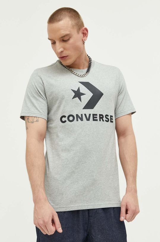Βαμβακερό μπλουζάκι Converse 10025458.A19 γκρί SS23