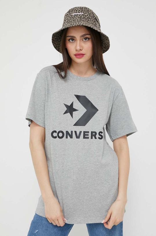Ρούχα Βαμβακερό μπλουζάκι Converse 10025458.A19 γκρί