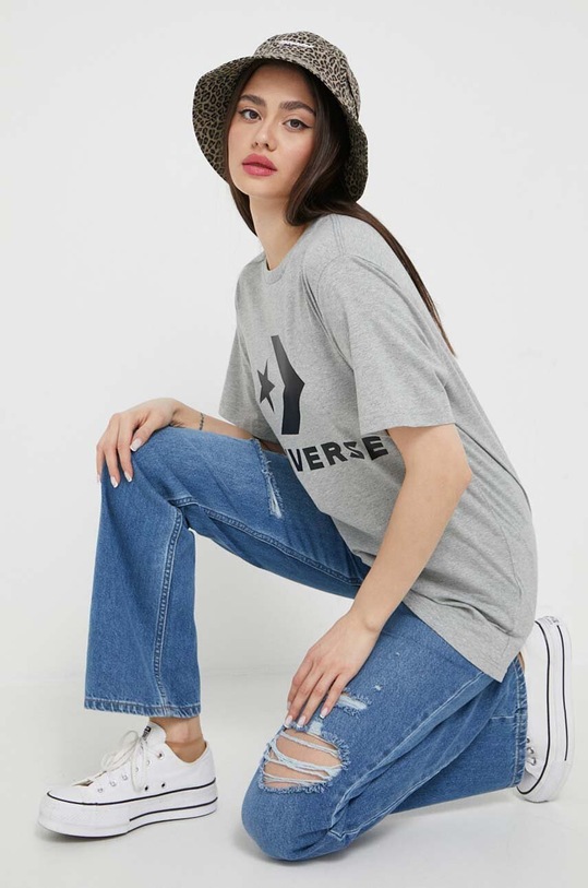 Βαμβακερό μπλουζάκι Converse 10025458.A19