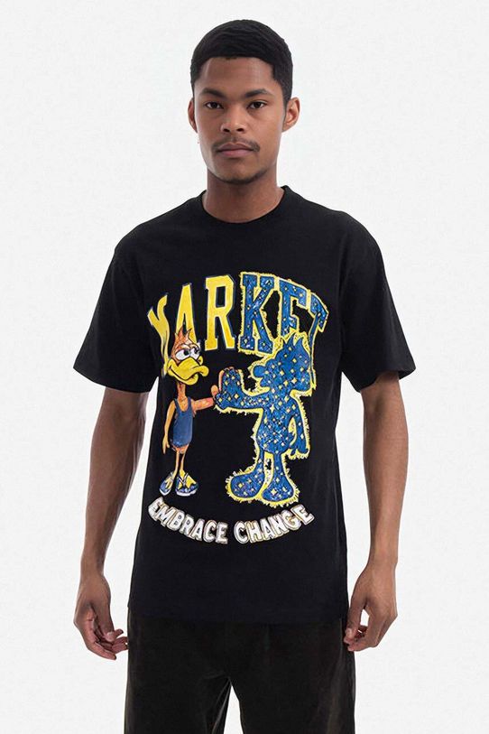 Bavlněné tričko Market regular černá 399000616