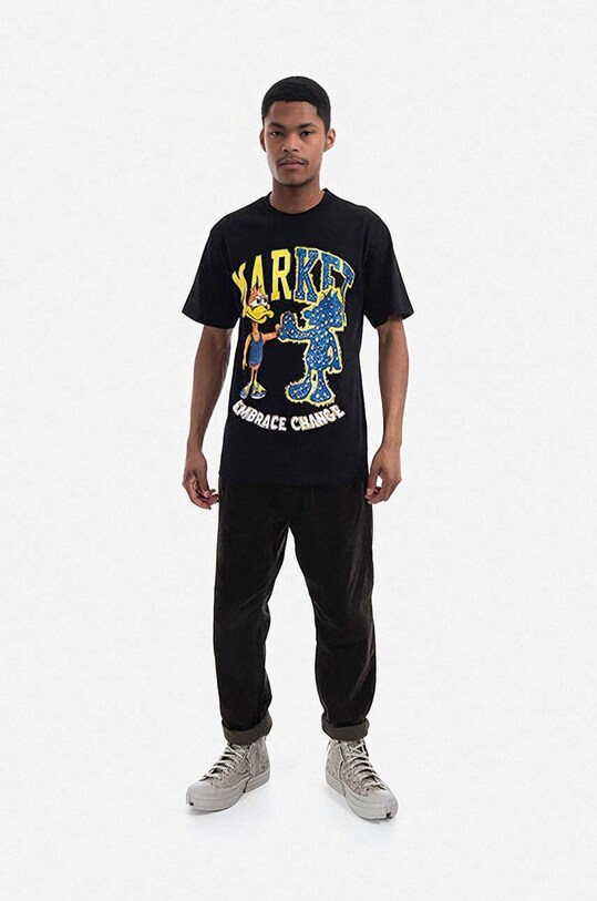 Bavlněné tričko Market 399000616 černá SS23