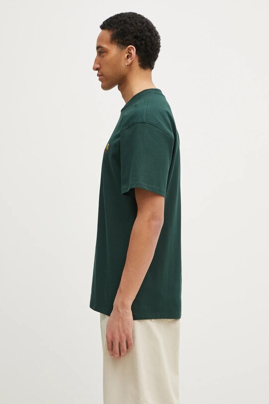 Carhartt WIP cotton t-shirt S/S American Script T-Shirt I029956.CIXX green AA00