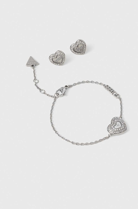 Náramek a náušnice Guess zirkonie stříbrná JUBS04.086JW