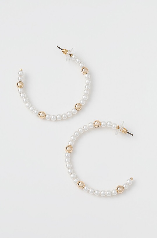 Dkny kolczyki PE 40MM PEARL HOOP złoty 04G00569