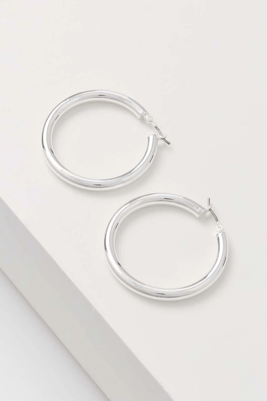 Náušnice Lauren Ralph Lauren PE 40MM TUBE HOOP strieborná 14G00816