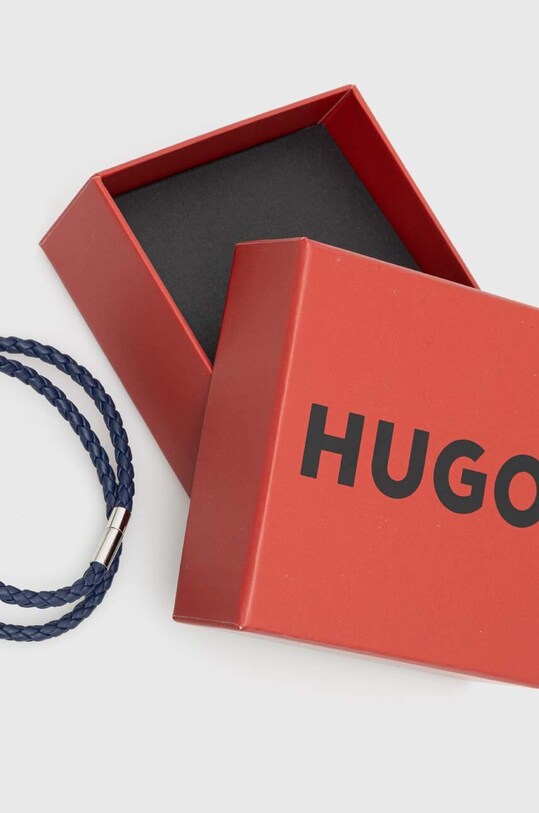 Akcesoria HUGO bransoletka skórzana 50511019 granatowy