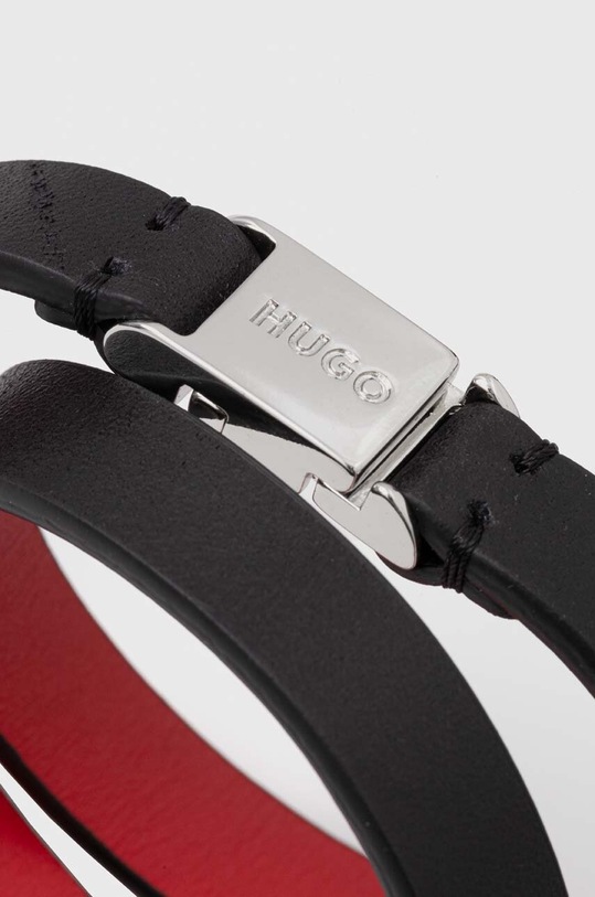 HUGO bransoletka skórzana 50511028 czarny SS24
