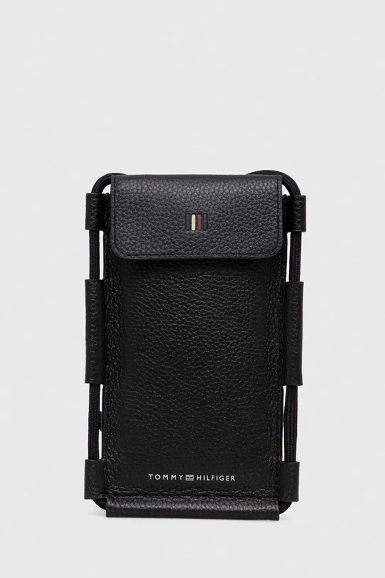 Tommy Hilfiger custodia per cellulare in pelle semplice nero AM0AM11853