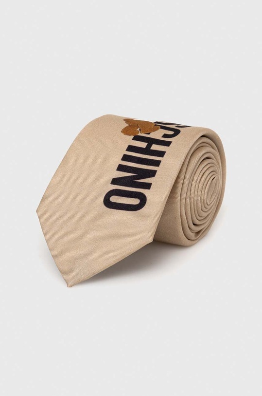 Moschino krawat jedwabny beżowy M5766.55059