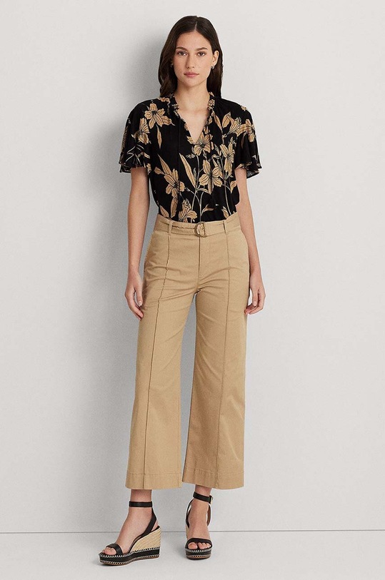 Lauren Ralph Lauren t-shirt lniany czarny 200925750