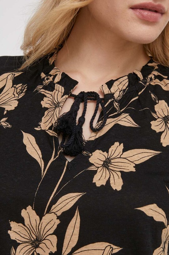 Lauren Ralph Lauren t-shirt lniany 200925750 czarny