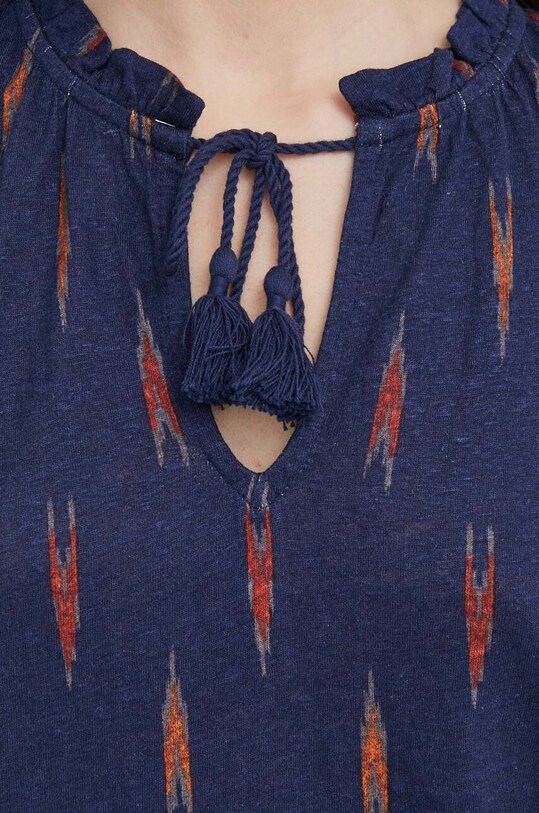 Льняна футболка Lauren Ralph Lauren 200928578 темно-синій