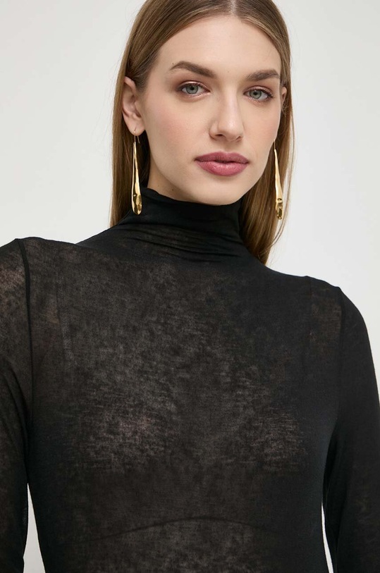 Πουκάμισο μακρυμάνικο με μείγμα κασμίρ Patrizia Pepe μαύρο 8M1578.J178