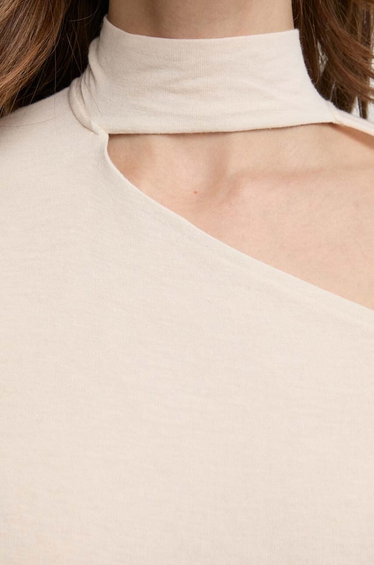 Πουκάμισο μακρυμάνικο με μείγμα κασμίρ Patrizia Pepe 8M1579.J178 μπεζ