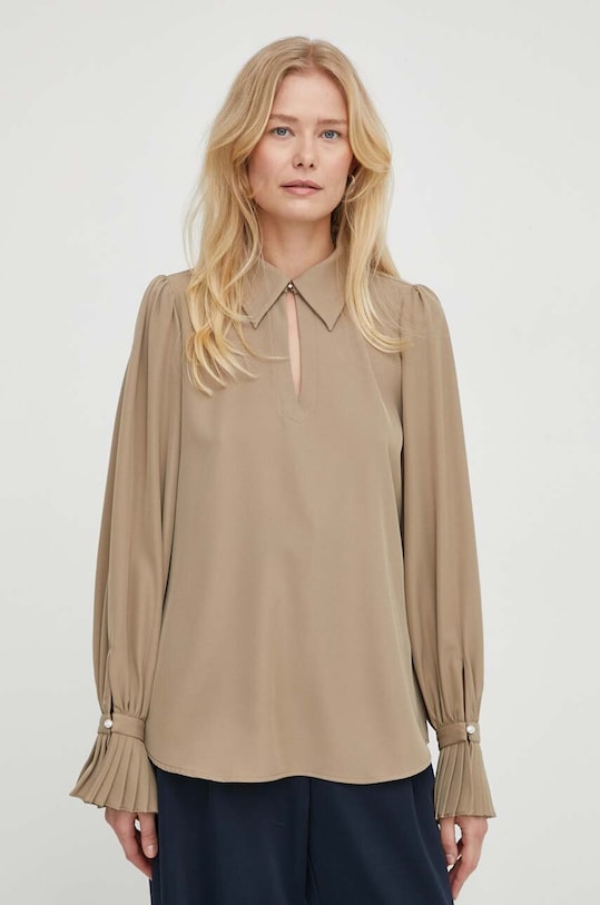 Bruuns Bazaar bluzka z elastanem beżowy BBW3876
