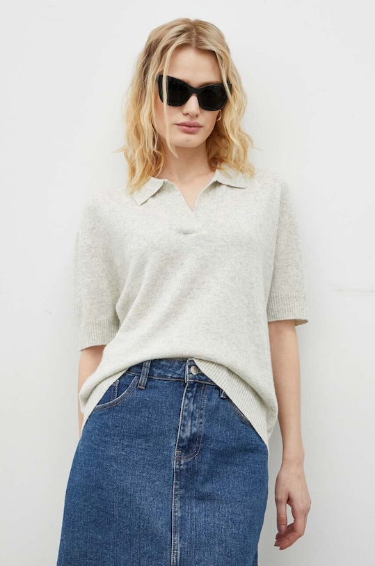 Herskind gyapjú pulóver Spring gyapjú szürke 5144111