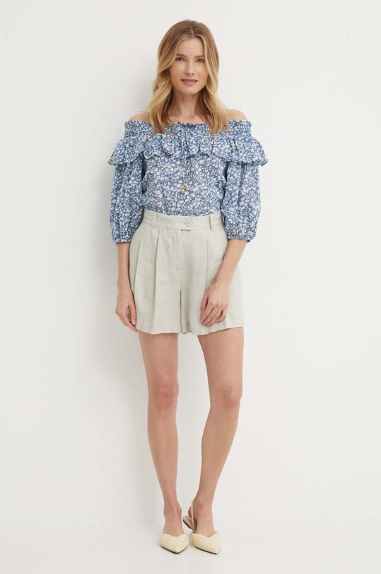 Хлопковая блузка Lauren Ralph Lauren 200932903 голубой SS24