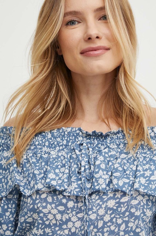 Lauren Ralph Lauren bluza din bumbac albastru 200932903