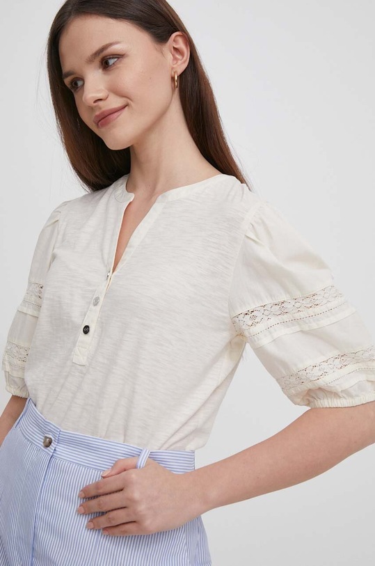 Lauren Ralph Lauren bluzka bawełniana bawełna beżowy 200933282