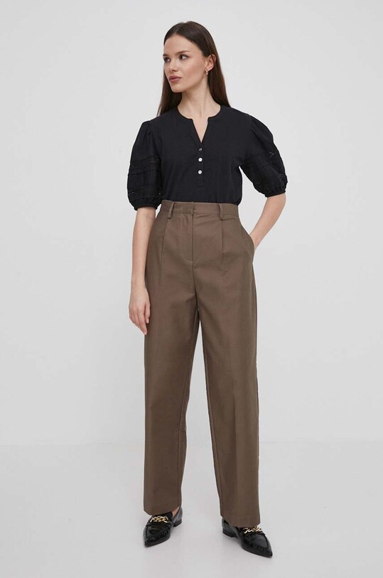 Бавовняна блузка Lauren Ralph Lauren 200933282 чорний SS24