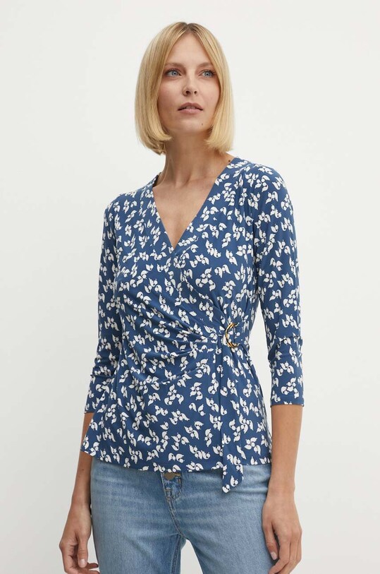 Lauren Ralph Lauren bluza flori albastru 200933357