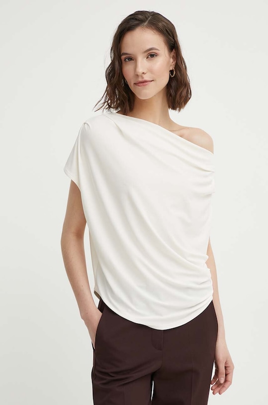 Lauren Ralph Lauren bluzka z elastanem beżowy 200946154