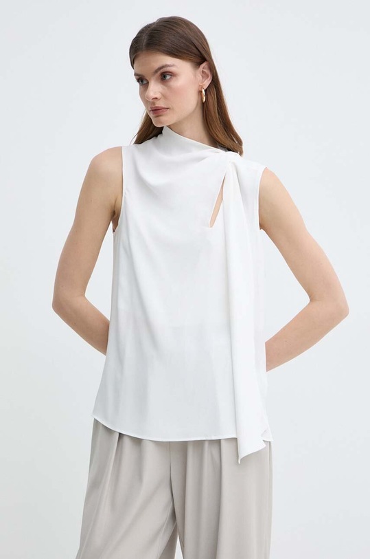 Marella top z domieszką jedwabiu regular biały 2413161021200