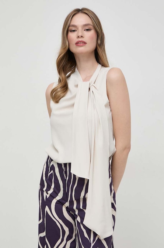 Marella top z domieszką jedwabiu regular beżowy 2413161021200