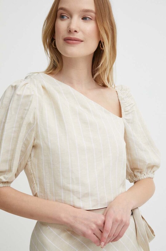 Льняна блузка Pepe Jeans MATI візерунок бежевий PL304809