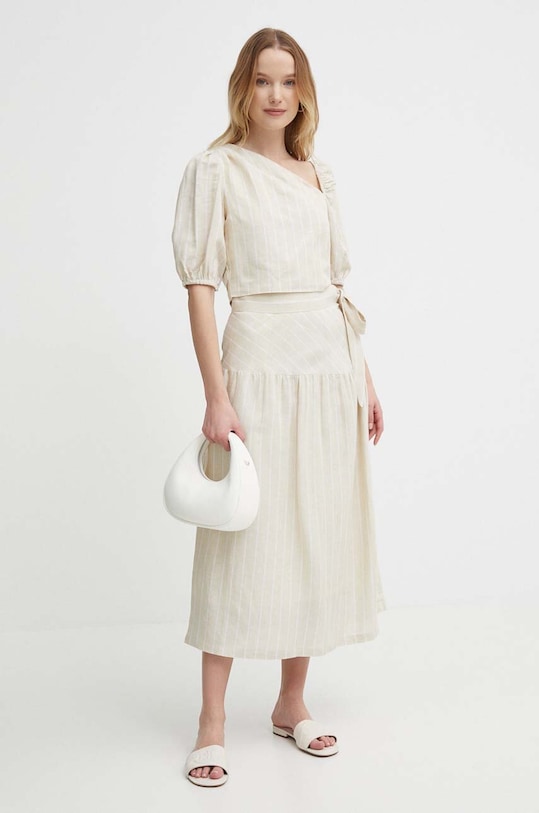 Pepe Jeans maglietta di lino MATI PL304809 beige SS24