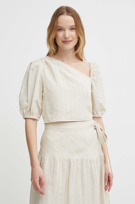 Pepe Jeans maglietta di lino MATI beige PL304809