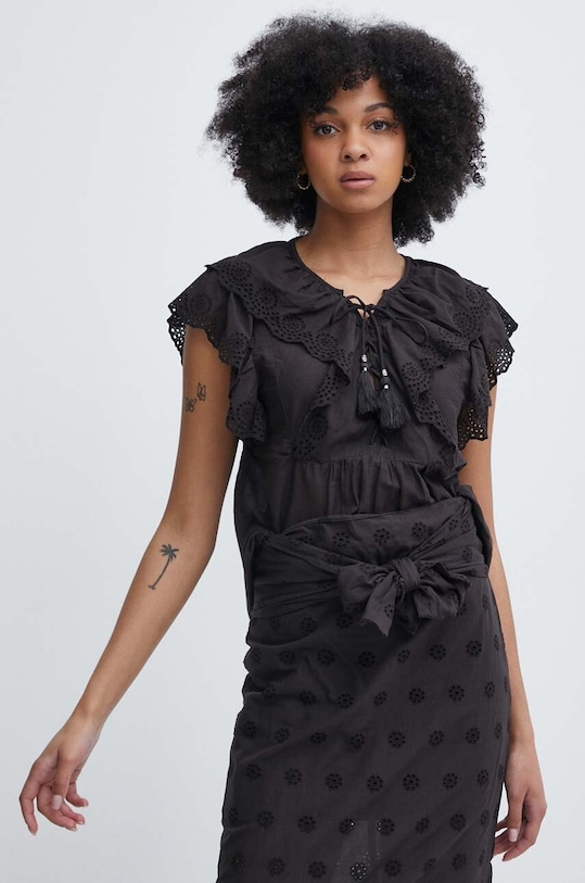 Bavlnená blúzka Pepe Jeans DOROTEA čierna PL304815