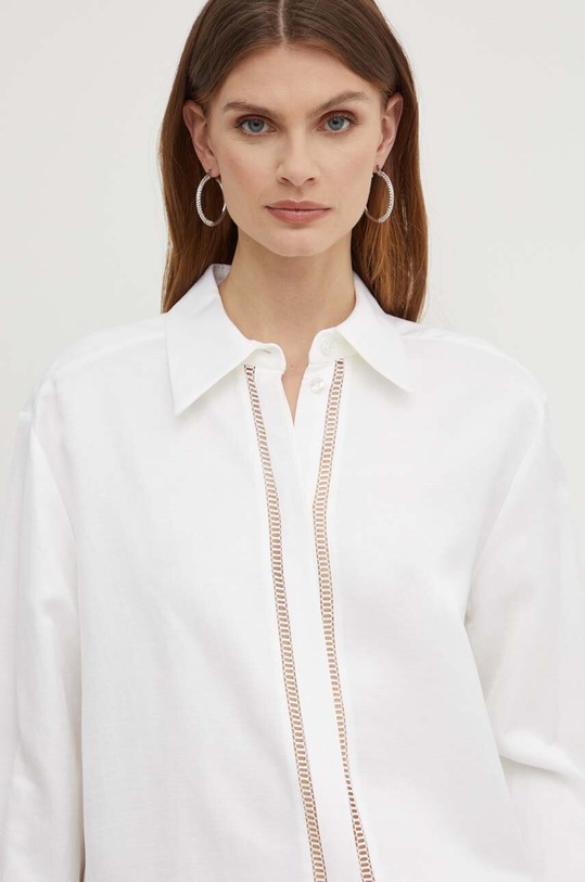 Srajca s primesjo lanu BOSS 50514716 bež