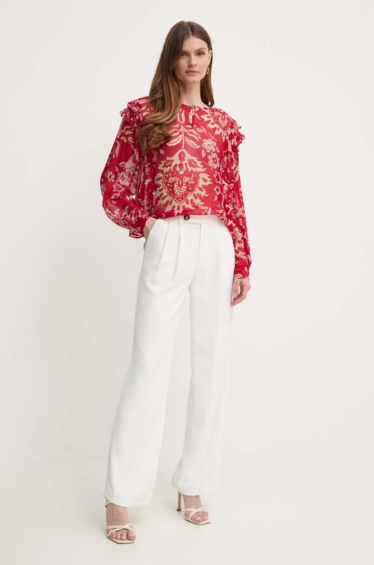 Liu Jo bluzka z domieszką jedwabiu MA4262.T2559 czerwony SS24