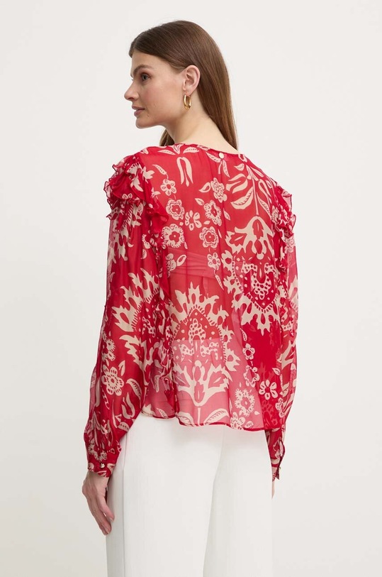 Odzież Liu Jo bluzka z domieszką jedwabiu MA4262.T2559 czerwony