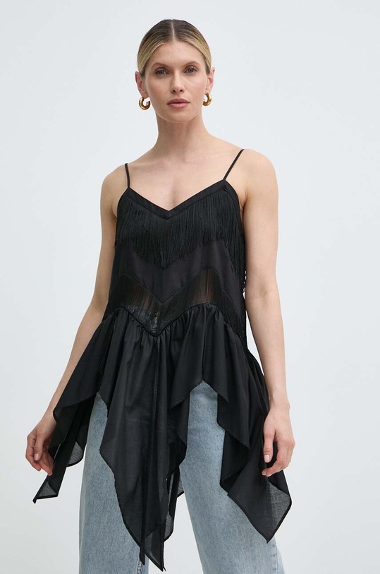 Pinko bluza din bumbac uni negru 103734.A1XN