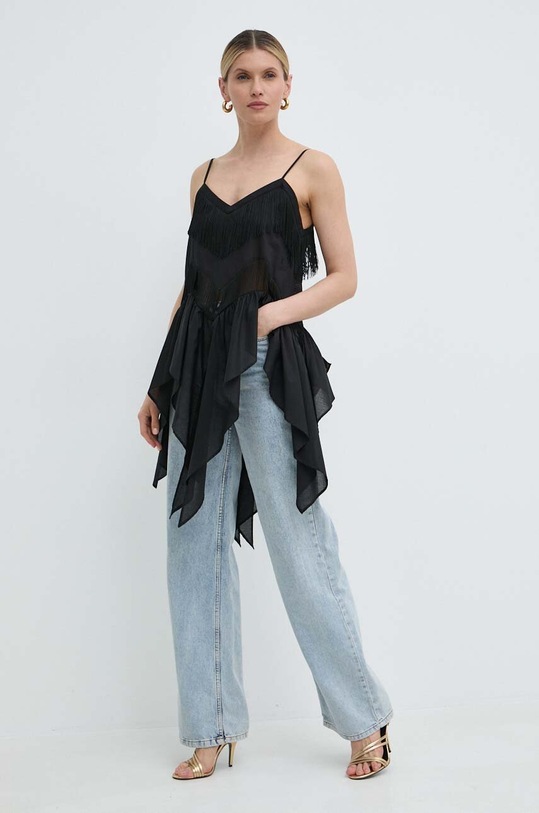 Pinko bluza din bumbac 103734.A1XN negru SS24