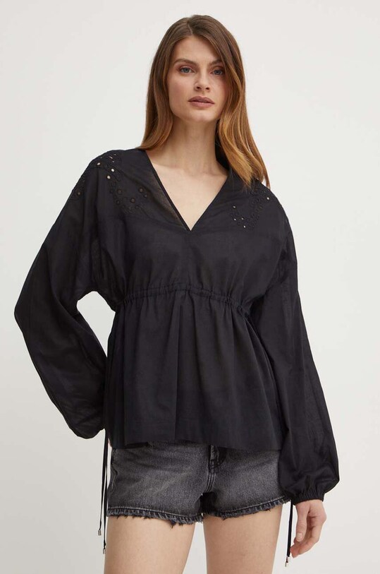 Pinko bluza din bumbac lung negru 103733.A1XP