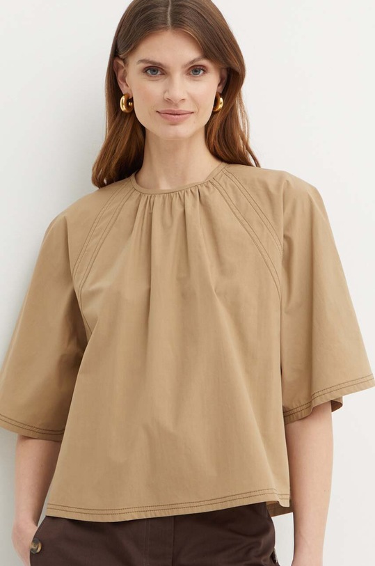 Weekend Max Mara bluzka bawełniana beżowy 2415161032600