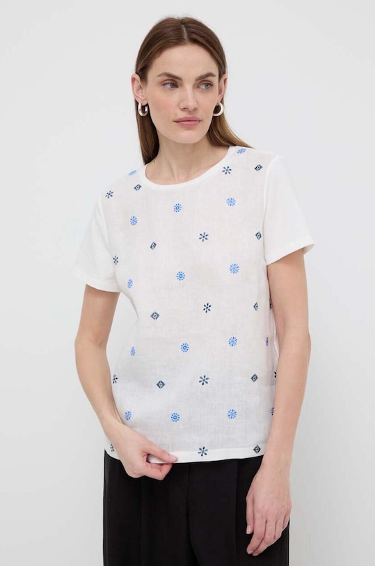 Weekend Max Mara bluzka lniana regular biały 2415941072600