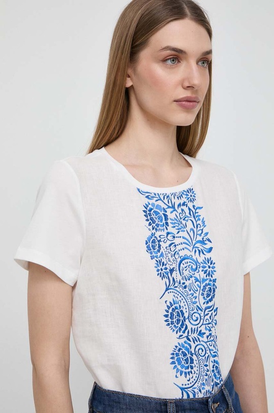 Weekend Max Mara bluzka lniana regular beżowy 2415941072600